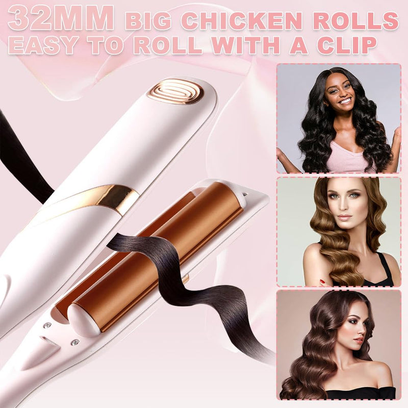  [AUSTRALIA] - 32mm French Wave Curling Iron - Hair Waver With 4 Gears Temperature Control and Fast Heating for Short and Long Hair
