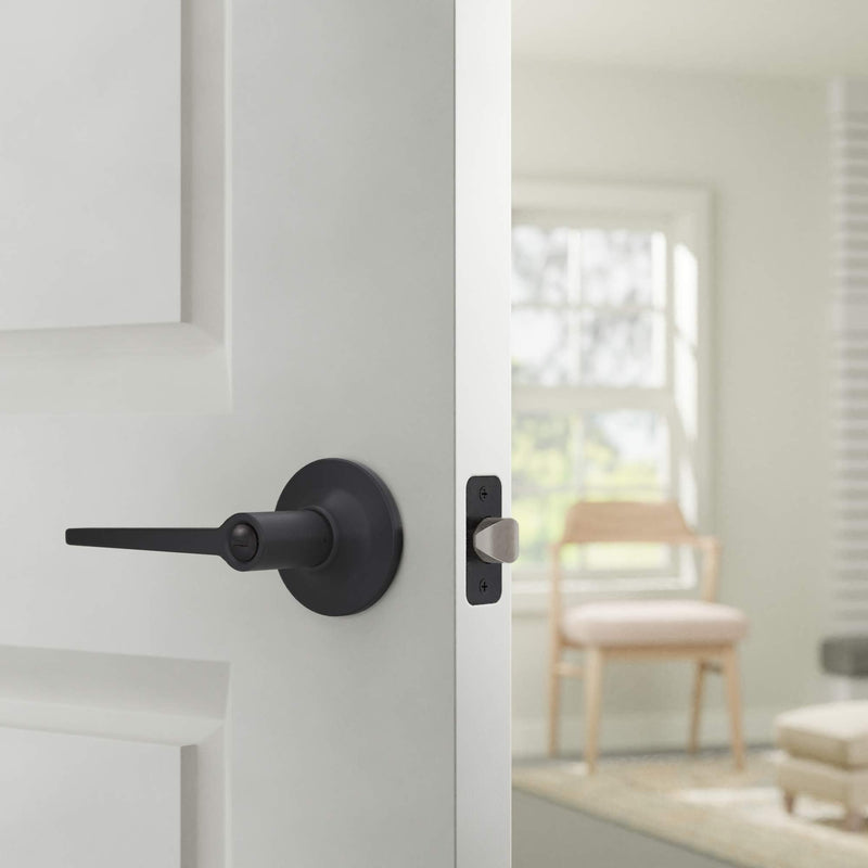 Amazon Basics Manchester Reversible Privacy Door Lever, Keyless, Matte Black, 1-Pack