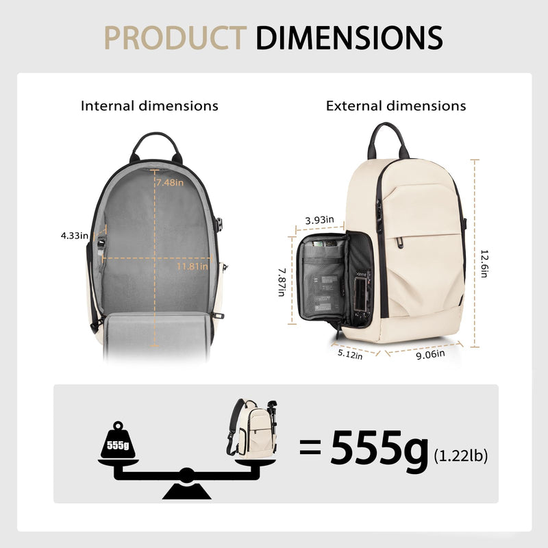 TAAOKA Camera Sling Bag for Photographe – Waterproof Crossbody Camera Bag with Fast Access Pockets, DSLR Cute Camera Bag for Nikon/Sony/Canon (Beige) Beige Medium 9.06 x 5.12 x 15.16 inches