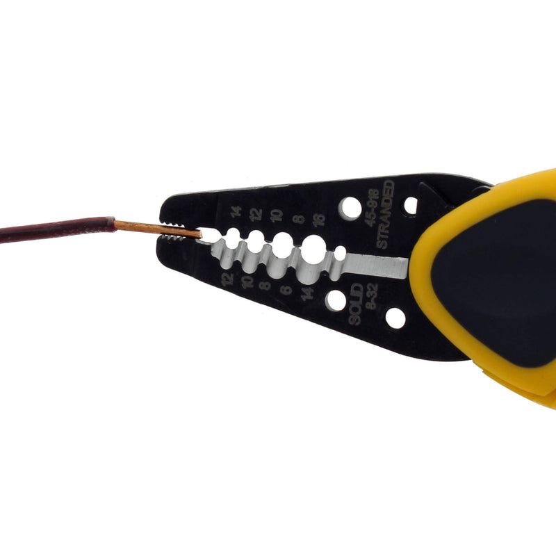 IDEAL Electrical 45-918 Kinetic Reflex T-Stripper - 6-16 AWG, Wire Stripper with Thumb Rest, Plier Nose, Slide Lock, Textured Grips,Black/Yellow