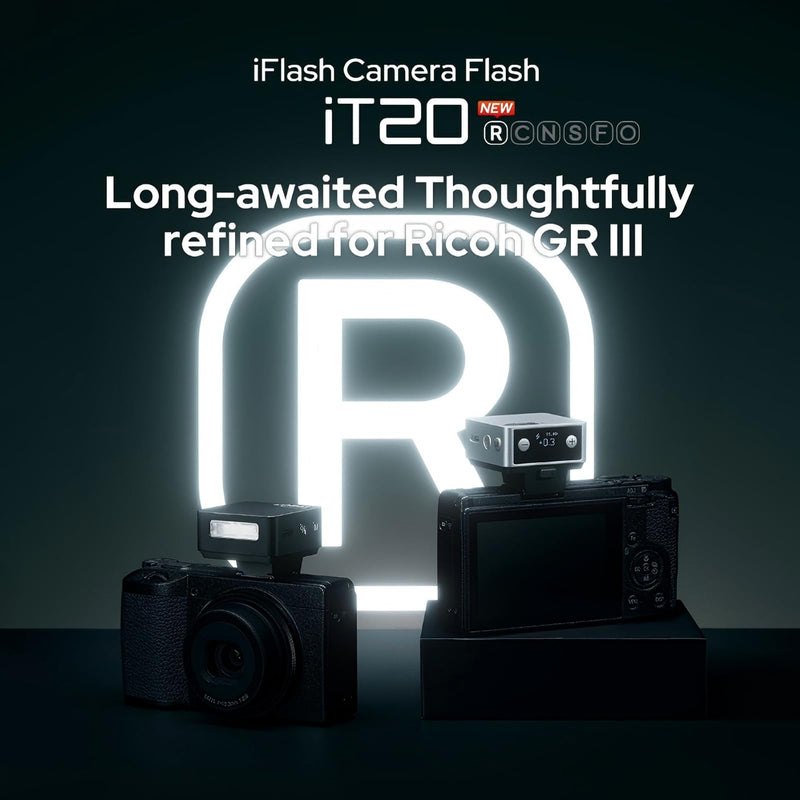 Godox iT20R Mini TTL Flash with iT20DF Diffuser for Ricoh GR III Series | Compatible with Ricoh GR III, GR IIIx and HDF Models, 700+ Full-Power Flashes, 1.5s Recycle Time, USB-C Charging and Filters