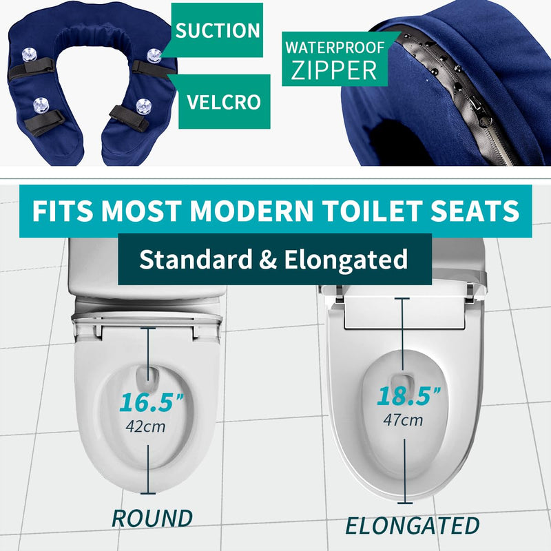 Raised Toilet Seat Cushion – High-Density Foam Booster Pad for Elderly, Seniors, Disabled – Toilet Riser for Standard & Elongated Toilets – Commode Seat Cushion Non-Slip & Easy to Clean (3 inches) 3 inches