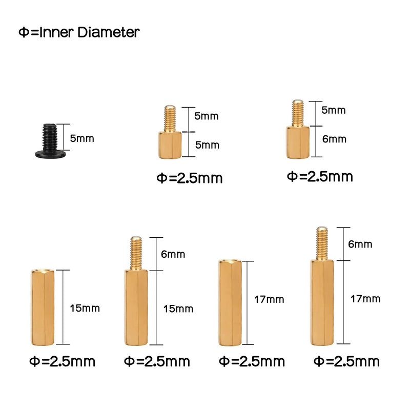 Geekworm PCB M2.5 Brass Standoffs Spacers Screws Pack for Raspberry Pi 5 & PCIe to M2 HAT NVMe SSD Board