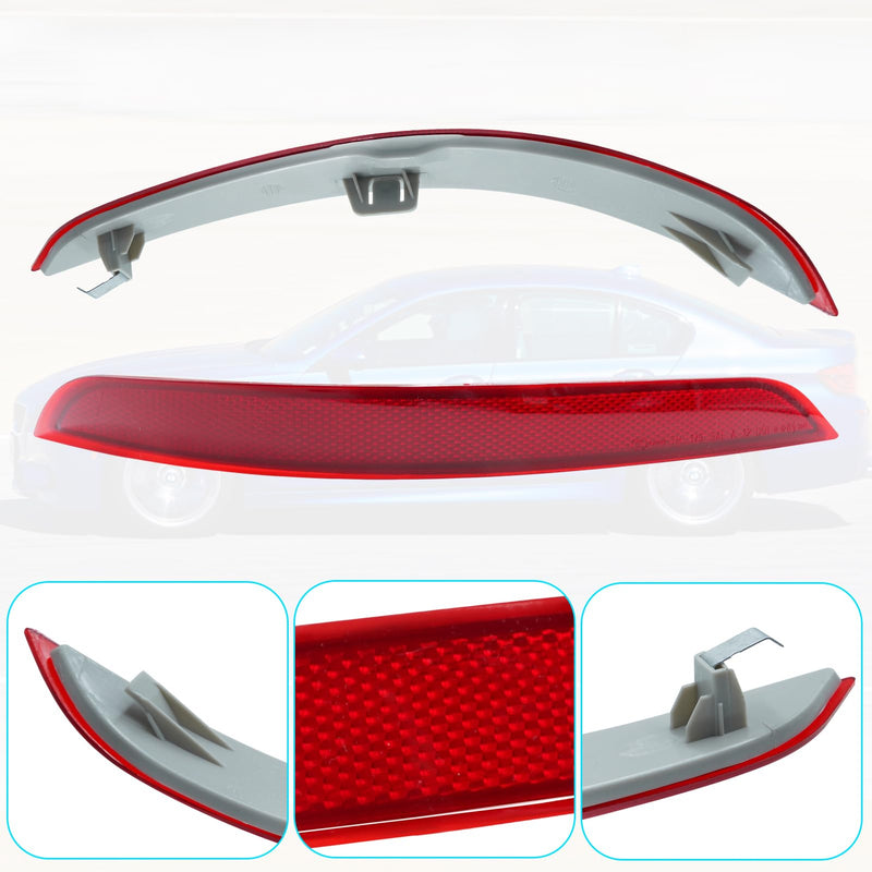  [AUSTRALIA] - Jaronx Compatible with BMW Rear Bumper Reflector for X5 F15 2014-2018, Left & Right Rear Bumper Red Marker Lights Lens Trim, Tail Reflector Light Replacement for BMW 63147290091 63147290092