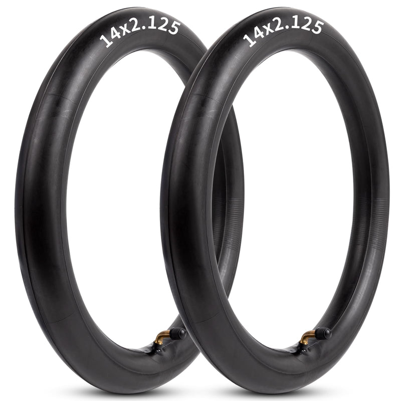 Heavy-Duty 14 x 2.125 Inner Tube 14 Inch Electric Bike Tubes with Angled Valve Stem for Replacement Electric Scooters and E-Bike Tire Tube 2 Packs