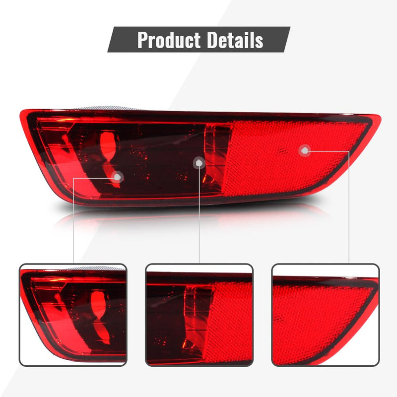 Rear Bumper Reflector Light Lamp Without Bulbs Fit for 2008 2009 2010 2011 2012 2013 Volvo XC60, Stop Indicator Trim Reflector W/O Bulbs Replace for 30763322 (Left Driver Side) Left Driver Side