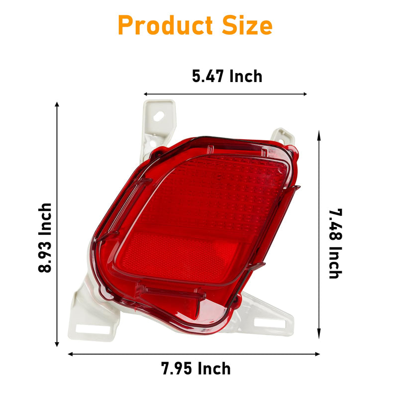 Rear Bumper Reflector Compatible with Toyota Highlander Hybrid 2014-2017,Left Driver Side Red Marker Trim for TO1184108 81490-0E020,Back Reflector Light W/O Bulb,1 PC 14-19 Highlander Reflector LH