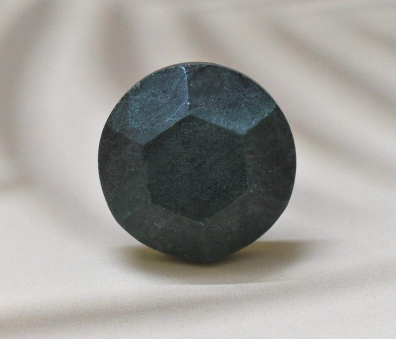 Marble Knobs for Cabinets - Set of 6 Decorative Green Hammered Round Marble Knobs Handmade Kitchen Cabinet Drawer Knobs | Glossy Wardrobe and Dresser Pulls (6 x 3.8 cm)
