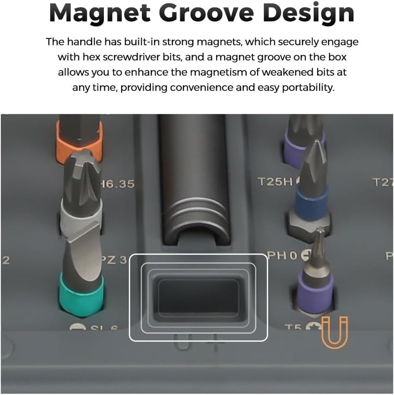 42 in 1 Magnetic Screwdriver Set, DIY Ratchet Screwdriver Set, Removable Self-assembly Precision Screwdriver Kit, Magnetic DIY Precision Tool Kit for PC Laptop Mobile Cell Phone Digital Watch 42 In 1 Black Gray