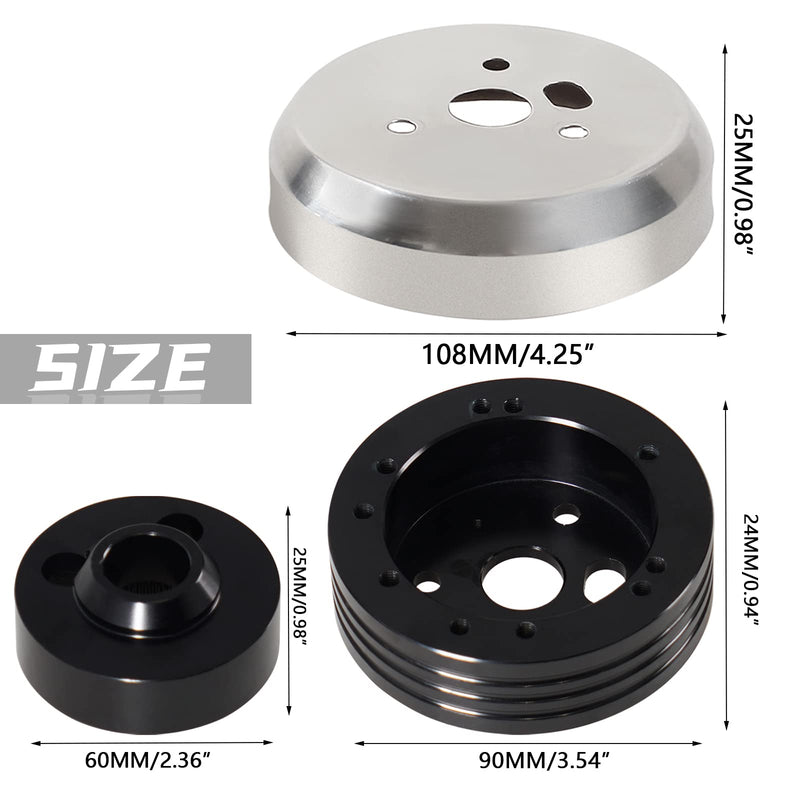 5 & 6 Hole Billet Steering Wheel Hub Adapter Black