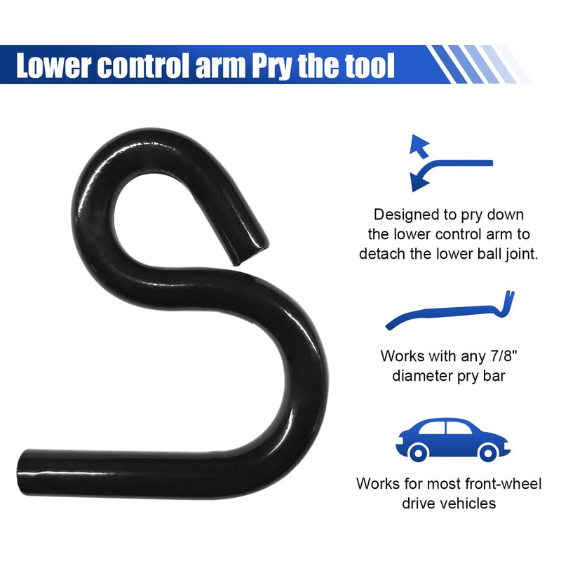 Automotive 6007 Lower Control Arm Prying Tool, Lower Ball Joint Pry Tools Designed for 7/8" Diameter Pry Bar, Specialty Suspension Bushing Tool Vehicle Control Arm Helper Remover (Black) Black