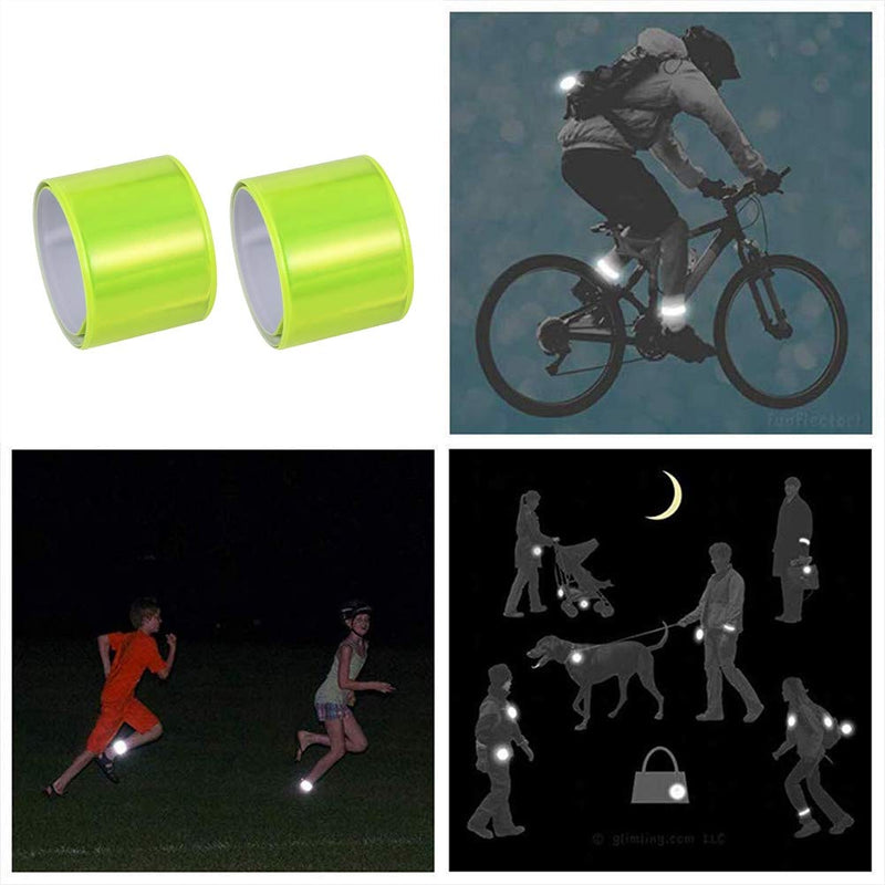 20 Pcs Reflector Snap Bands Fluorescent Slap Armbands High Visibility Slap Reflector Strips Safety Bands for Children Adults Boys and Girls When Cycling Running Hiking Jogging Green