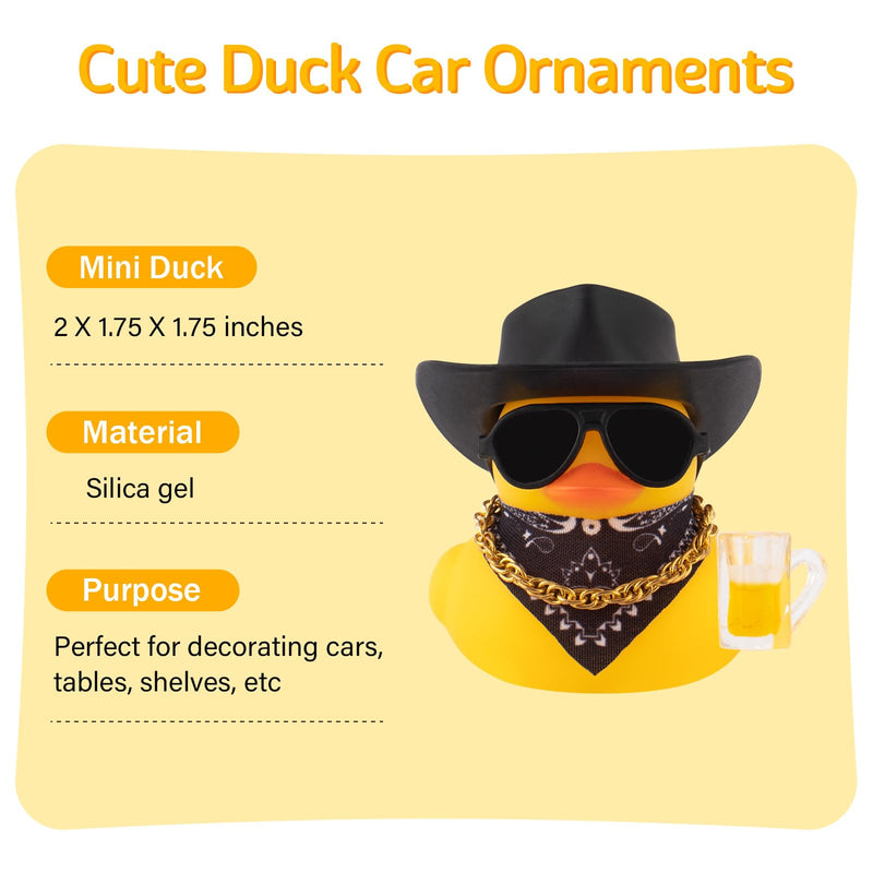 wonuu Rubber Duck Car Ornaments Funny Office Gifts Dashboard Decorations for Cool car Accessories with Cowboy Hat, Black