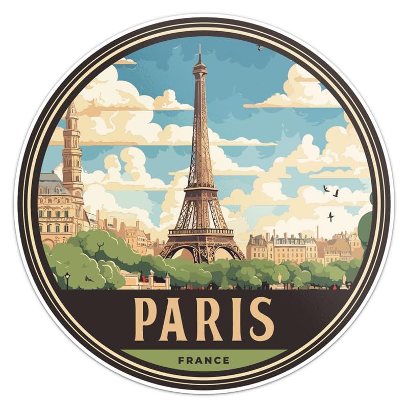 France Paris City Sticker - Waterproof Vinyl Decal for Car Bumper, Laptop, Water Bottle, Luggage, Wall, and Window, Size - 3'' X 3'' France Paris 3'' X 3''