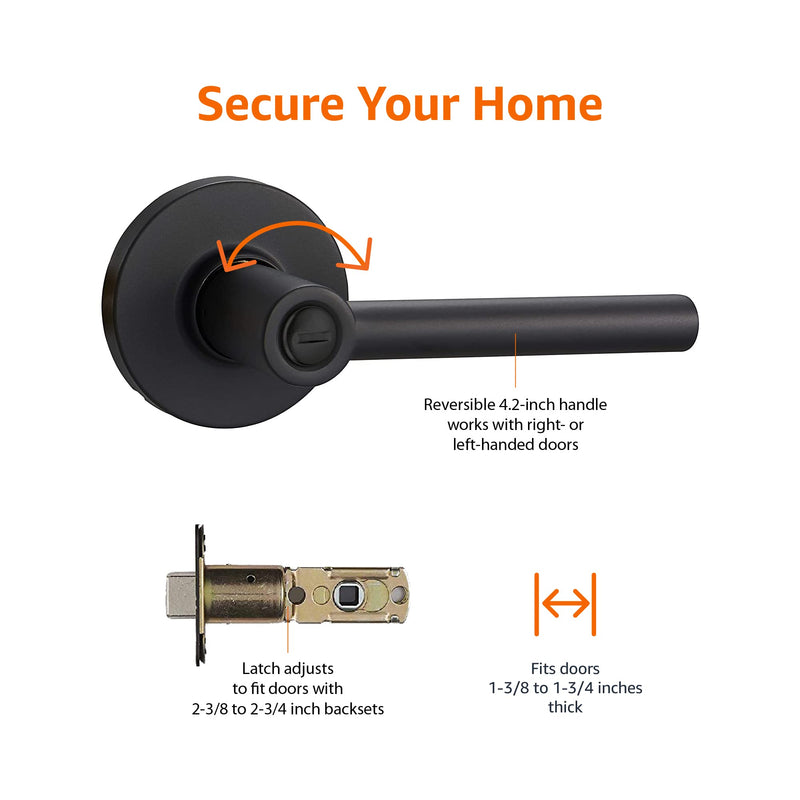 Amazon Basics Contemporary Madison Door Lever - Privacy - Matte Black, 1-Pack 1 Pack