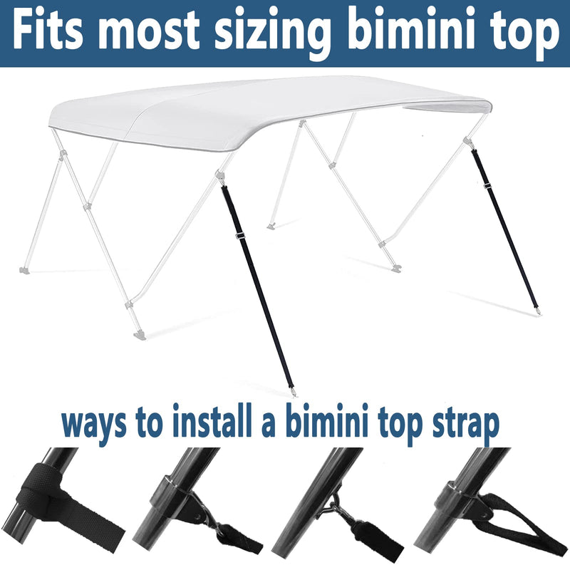 Two Hooks Adjustable Bimini Boat Top Straps,23"~60" Marine Awning Webbing Straps, Pack of 2 Black