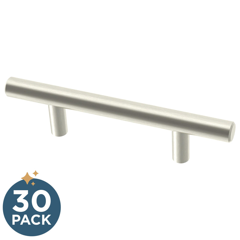 Franklin Brass (30-Pack) – Stainless Steel Cabinet Handles, 3 Inch Hole Center, Modern Pulls for Drawers, Kitchen Cabinet Door, Dressers | Simple Bar 3" (76mm) 30