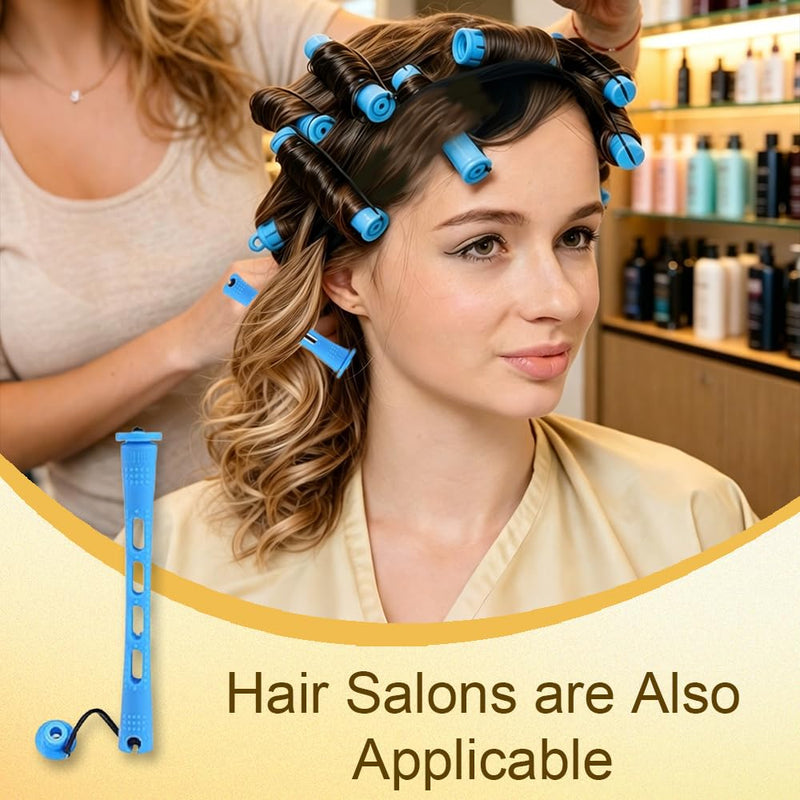  [AUSTRALIA] - 20 Pcs Perm Rods for Short Hair, Medium Curling Rods, Cold Wave Heatless Curling Rollers Set for Long Hair Natural Waves & Curls (0.35 Inches, Blue)