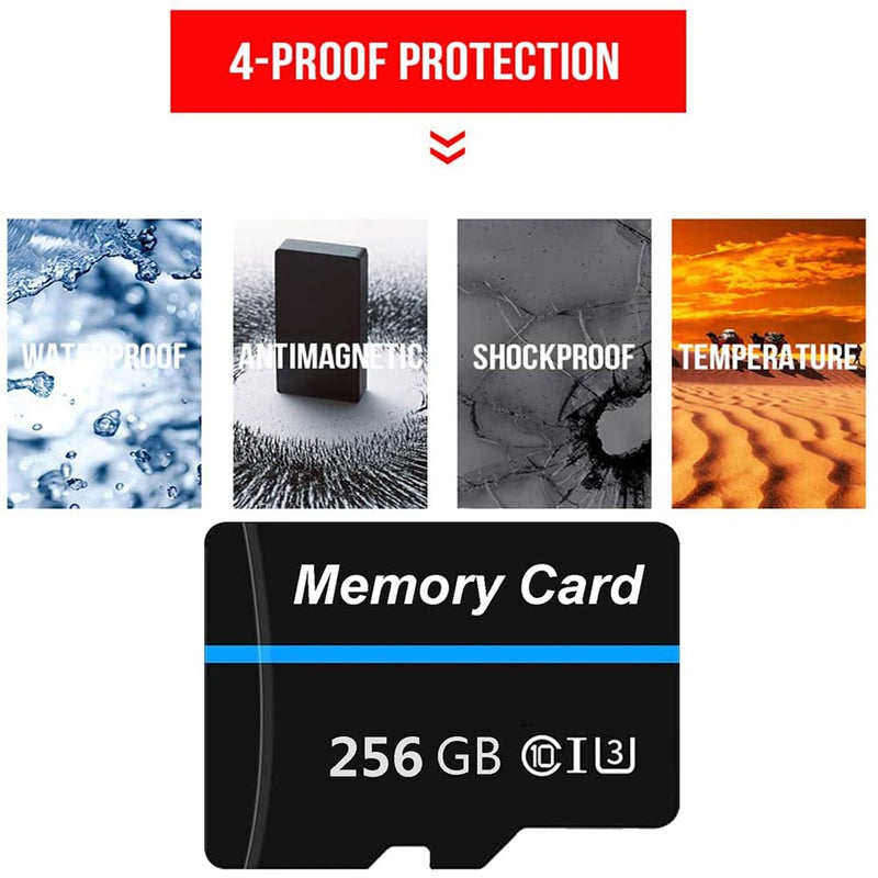Memory Card 256GB Mini TF Card Ultra High Speed Smart Card for Android Phones,Action Camera,Tablets Expanded Storage White&Blue