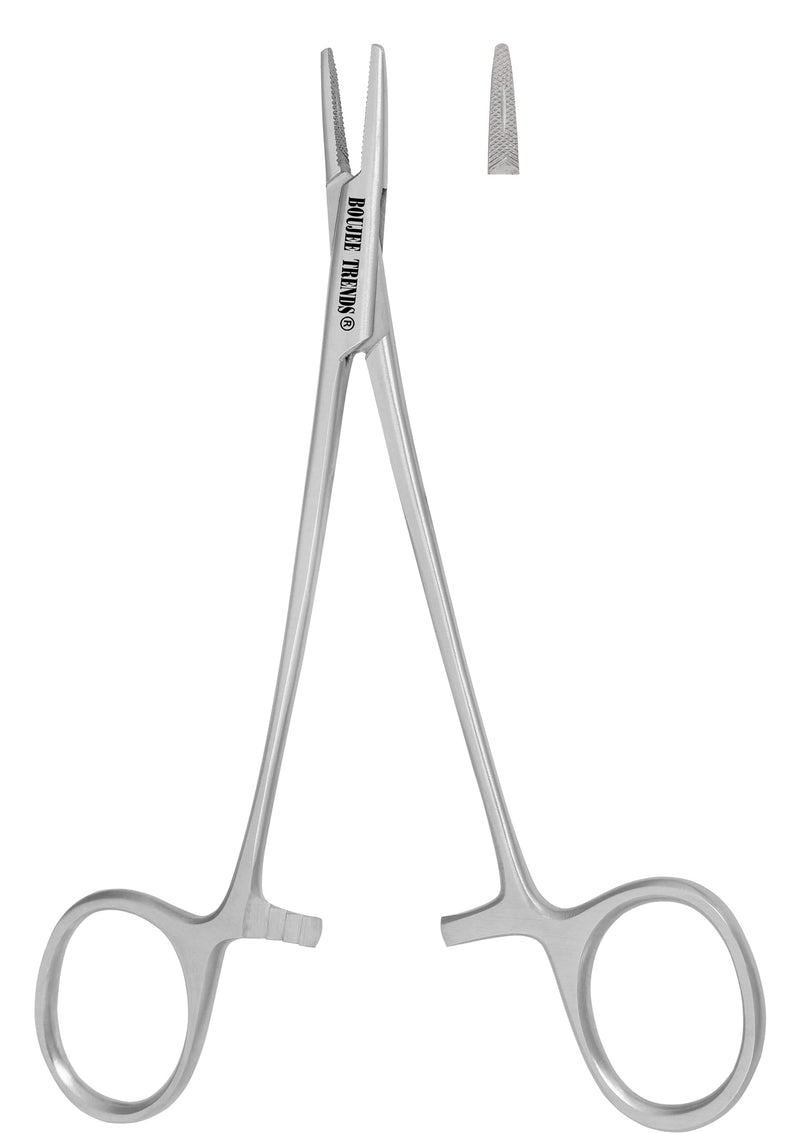 Mayo Hegar Needle Holder Needle Driver with Strong Lock, Serrated Jaws for Precise Suturing and Practicing Autoclavable Multipurpose for Lab and Fishing (5.5") 5.5"