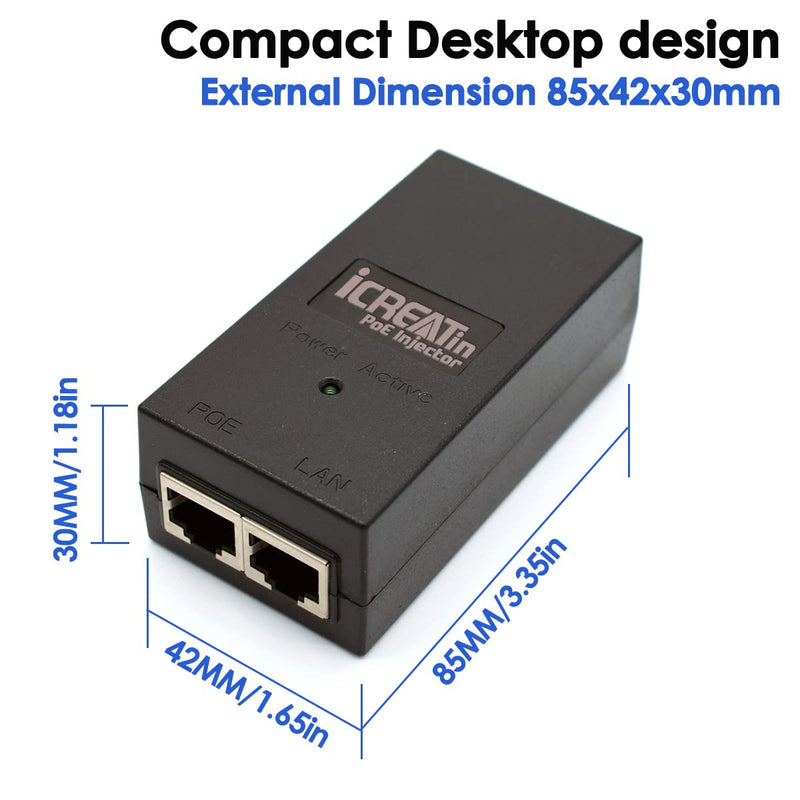 48V POE Injector Adapter, 30W PoE Power Over Ethernet Supply,10/100Mbps IEEE802.3af/at, Compatible for Ubiquiti POE-48-24W, Amcrest/Hikvision/YI/Polycom/Aastra Camera and Phones 10/100M PoE,30W