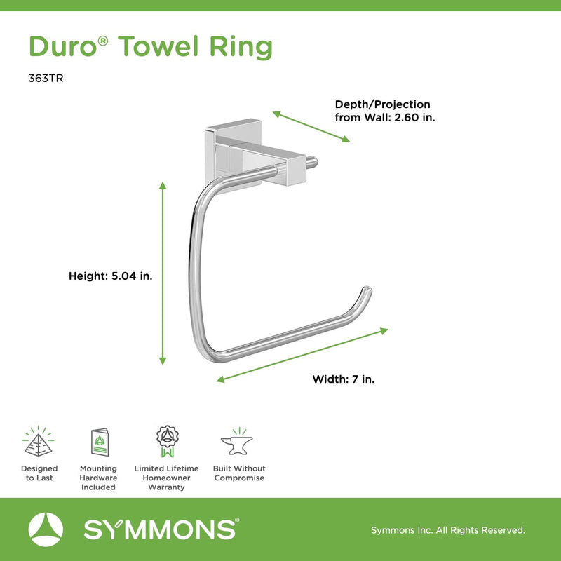 Symmons 363TR Duro Wall-Mounted Towel Ring in Polished Chrome