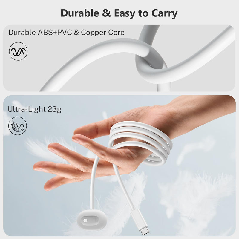 Magnetic Charging Cable for Google Pixel Watch 4 - White | 3.3FT, Type-C to 2 Pin Fast Charger with USB-A Adapter, Replacement Charging Dock for Pixel Watch 4 2025 (41mm/45mm)