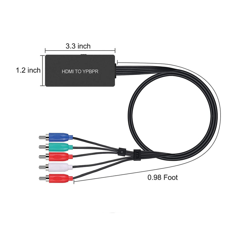 Dingsun HDMI to Component Converter, Convert HDMI Input to Analog YPbPr Video and R/L Audio Signals for Output to TV
