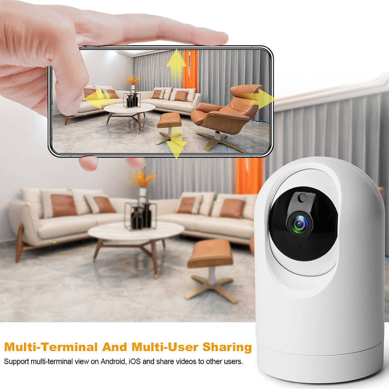Indoor Security Camera Wireless, 2K Smart Home IP Camera 2.4G/5G Dual-Band WiFi Connection, Two-Way Audio, AI Human Motion Detection, Night Vision, App Remote Control - White (QC21S)
