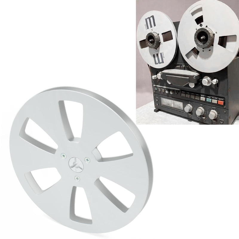 7 Inch Empty Tape Reel 1/4" Aluminum Take-up Reel, 6-Hole Metal Flange Hardware Spool Component Universal Replacement for Open Reel to Reel Tape Recorders(Silver)