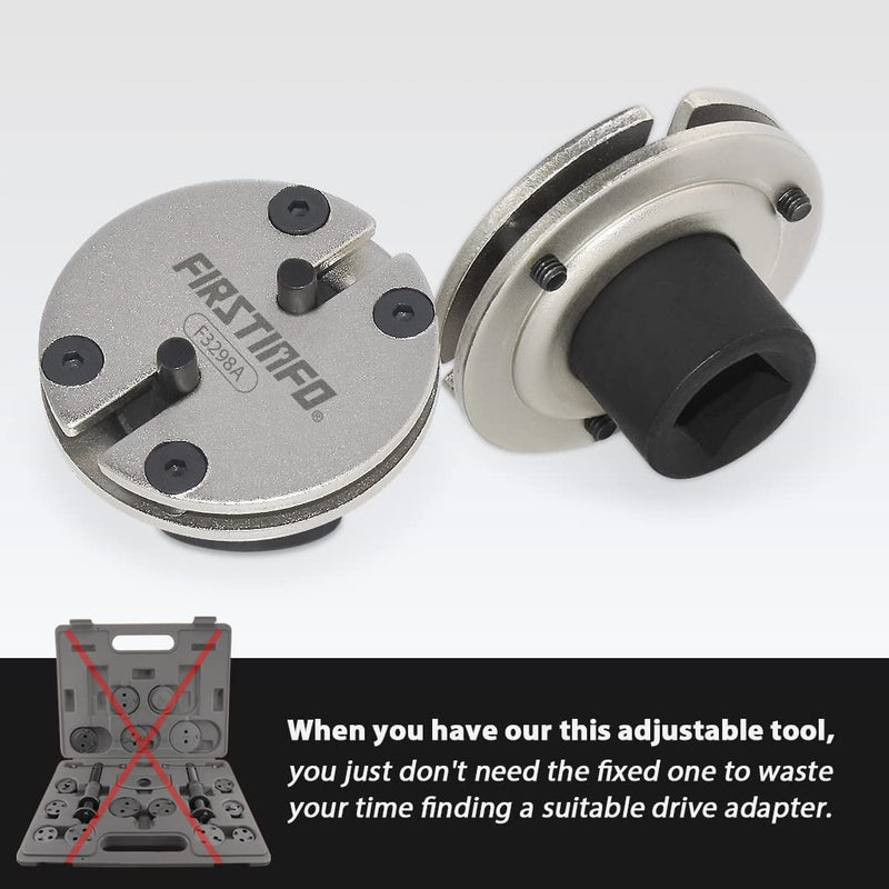 FIRSTINFO F3298A Universal 2&3 Pin Adjustable Auto Disc Brake Pad Caliper Piston Wind/Rewind Back Replacement Tool, 3/8" Square Drive 2 & 3 Pin w/ 3/8" Square