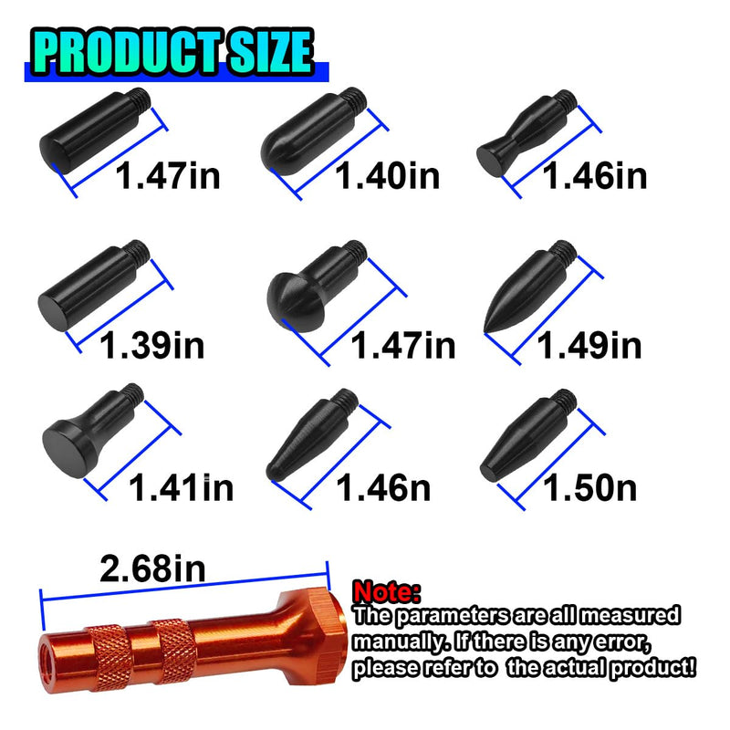 Paintless Dent Repair Kit, 9 Different Shaped Hammer Heads & Metal Tap Down Pen, DIY Vehicle Body Dent Remover Tool Set for RV, SUV, Truck
