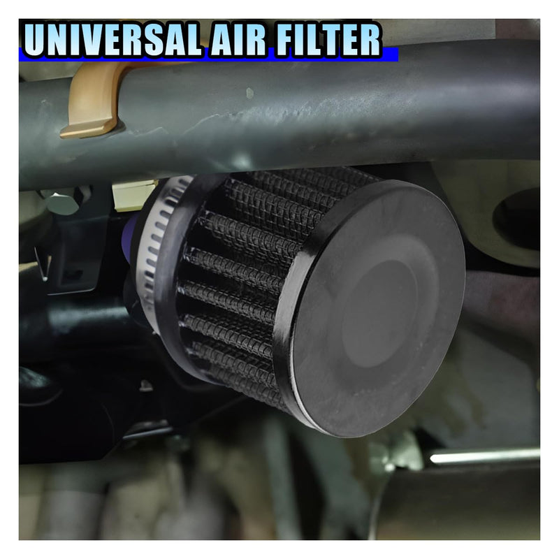 1" Car Air Intake Filter, 25mm Auto Crankcase Cold Air Filter Cleaner with Adjustable Clamp, Universal Vent Valve Cover Breather for Car, Motorcycle (Black) Black