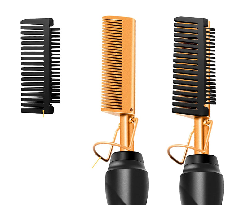 Hot Comb Set 15Pcs, Electric Hair Straightener Comb Curling Iron for Natural Black Hair Wigs Pressing Combs with Hair Wax Stick Set, Rat Tail Comb ＆Salon Clips