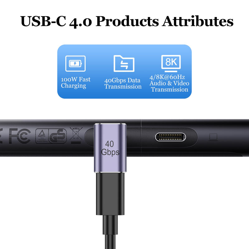 4 Pack 90 Degree USB-C Male to Female Adapter, Right Angle 100W Type-C Adapter Extender for Steam Deck, ROG Ally, Switch 2, Notebook Computers, Thunderbolt 4, Tablet and Mobile Phones