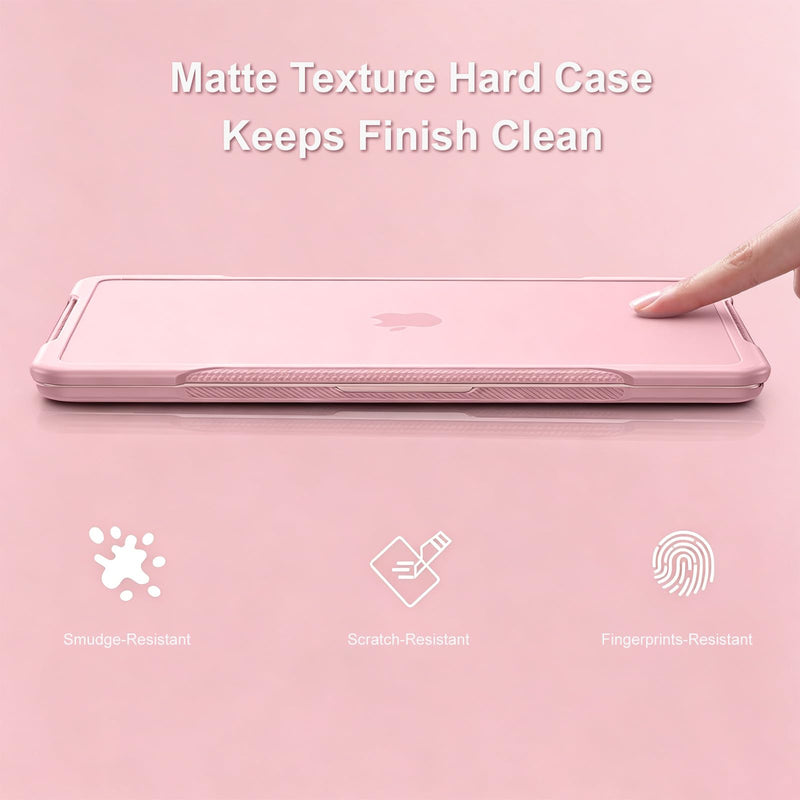 MOSISO Compatible with MacBook Neo Case 13 inch 2026 A3404 A18 Pro Chip | Crack-Resistant Hard Shell with Textured Carbon Fiber&Keyboard Cover&Screen Film&Type C, Rugged Protection, Blush