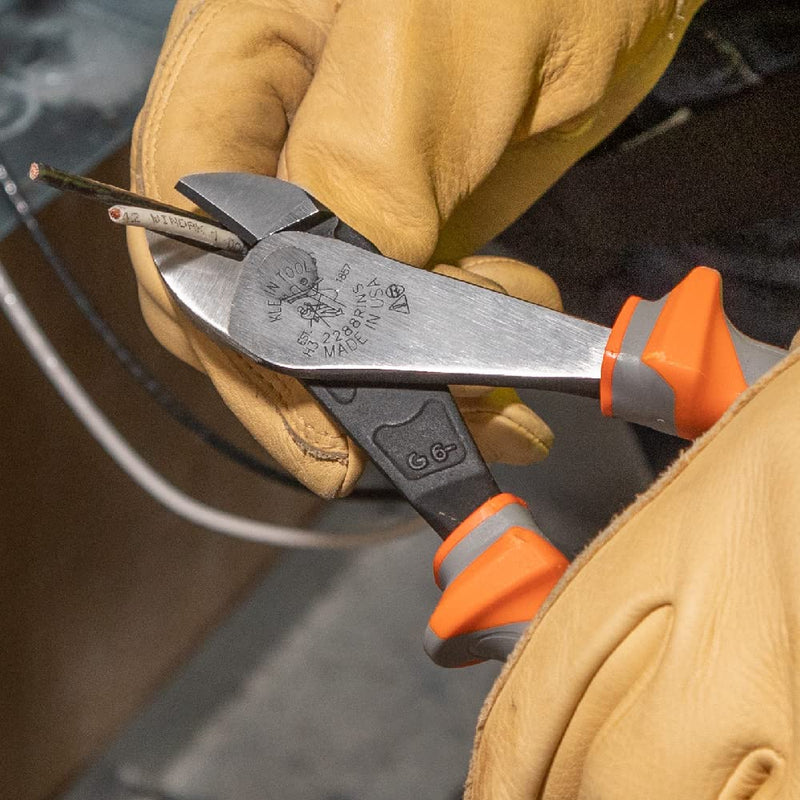 Klein Tools 2288RINS 1000V Insulated Diagonal Cutter Pliers, Made in USA, High Leverage Design, Induction Hardened Knives, 8-Inch 1-Piece 4-Piece Kit