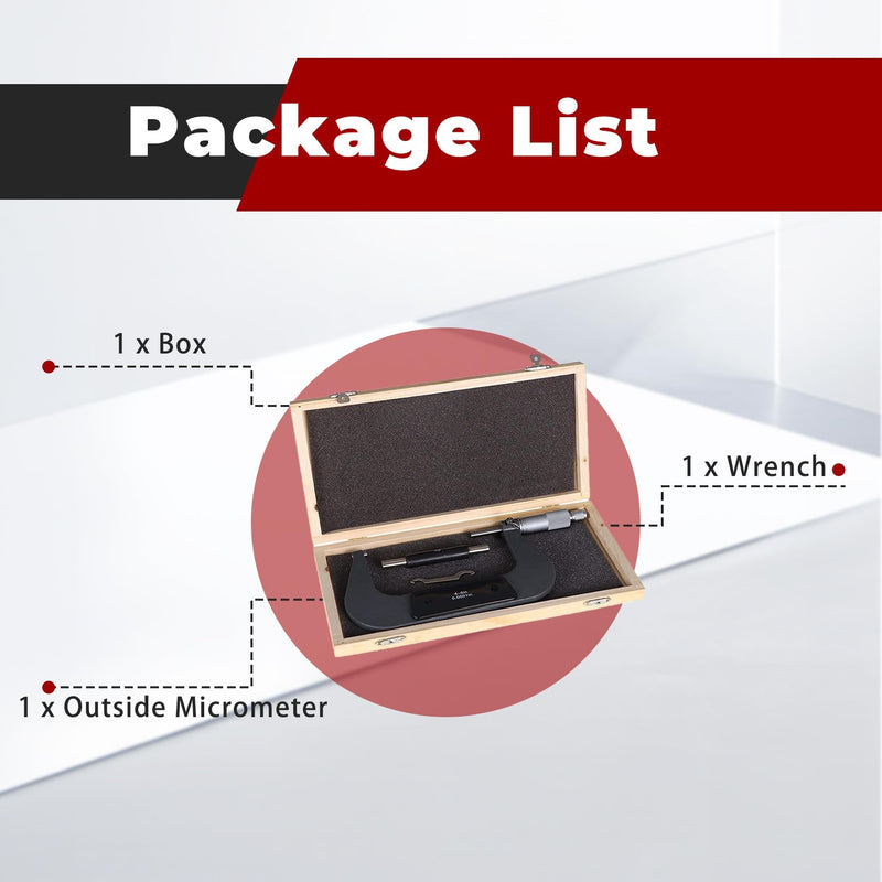 findmall 4-5" Outside Micrometer 0.0001" Carbide Tipped 4-5 Inch Micrometer Machinist Tool
