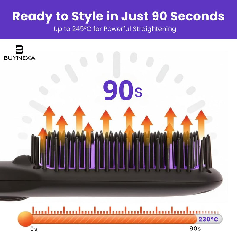 Professional 3-in-1 Hair Straightener Brush – Quick-Heating Ceramic Ionic Hot Comb with Anti-Scald Safety, LCD Display & Dual Voltage for Travel and Everyday Use