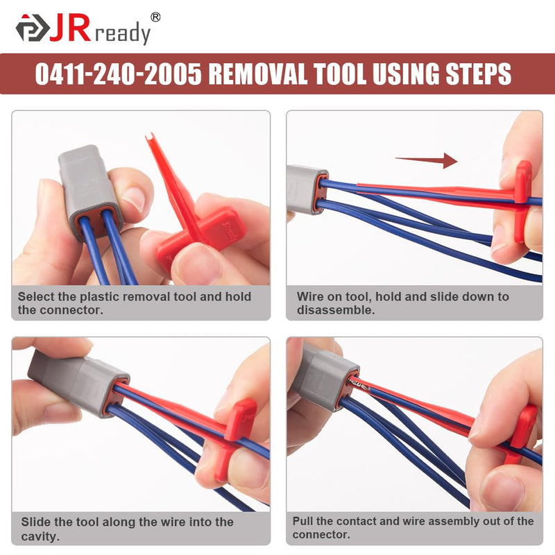 JRready ST5327 Deutsch Pin Removal Tool Kit for 4#8#12#16#20# Solid/Stamped Contacts 6-22 AWG, Plastic Terminal Release Tool Kit for Deutsch DT,DTM,DTP,HD Series Connector, 12PCS Extraction Tools 6-22awg