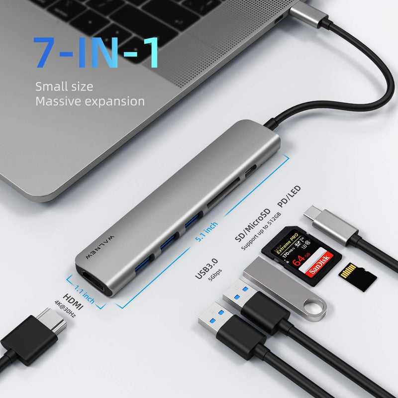 WALNEW 7 in 1 USB C Hub & USB 3.0 to Ethernet Adapter Bundle