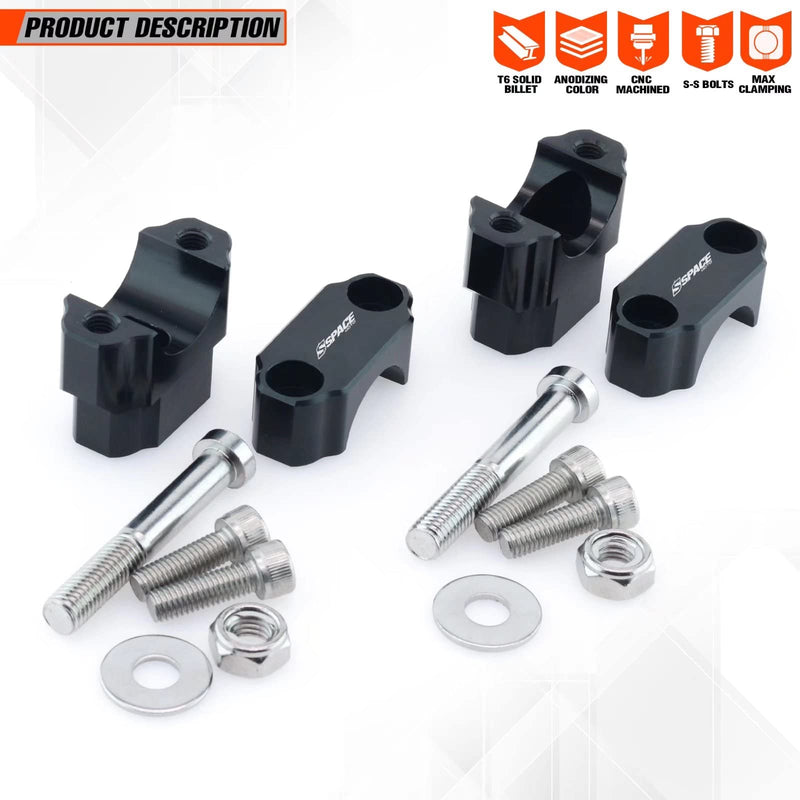 Universal Dirt Bike Handlebar Mounts- Motorcycle Handlebar Riser Mounting Kit 1-1/8" Black