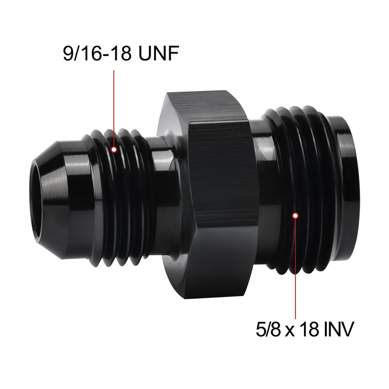 EVIL ENERGY 6AN Male to 5/8 x 18 Inverted Flare Thread Fitting Adapter Straight 2Pcs AN6 to 5/8 x 18 Inverted
