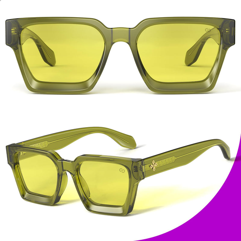 VISOONE Gamer Glasses Professional Blue Light Filter with Anti-Fatigue and Anti-Glare for Men and Women RIVER Olive Green
