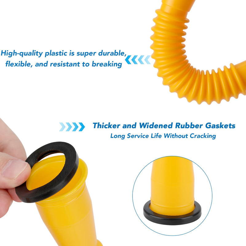 5 Kit Gas Can Spout Replacement Kit, Gas Can Nozzle Replacement, Flexible Pour Nozzle Fit For 1/2/5/10 Gallon Gas Cans, Fuel Can Spout Replacement (Yellow)
