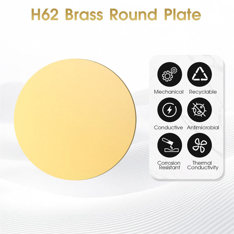 4" Brass Discs, 14Gauge 1.5mm Thickness Brass Round Plate Brass Metal Blanks Circles for Jewelry Making, Crafts, Stamping, DIY (5 Pac) Dia:4" Thickness:14Ga/1.5mm