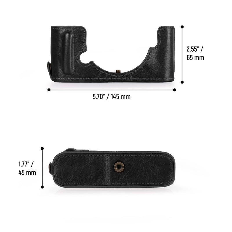 MegaGear MG2016 Ever Ready Genuine Leather Camera Half Case Compatible with Nikon Z fc (Black) Black
