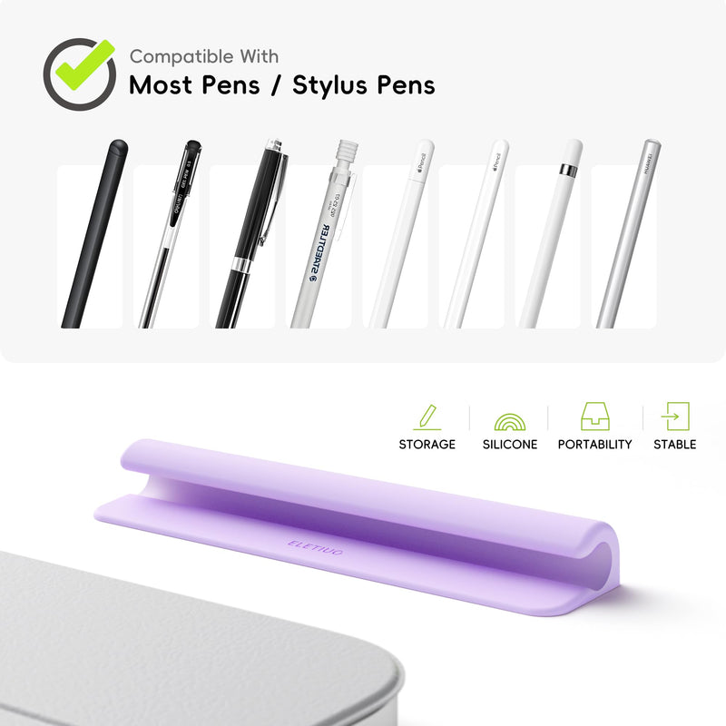 ELETIUO Silicone Pencil Holder Sleeve,Compatible with Apple Pencil (USB-C),Apple Pencil 1st/ 2nd Generation,Strong Adhesive Sticky Attached to iPad Case for Stylus Pens and Most Pens,Purple Purple