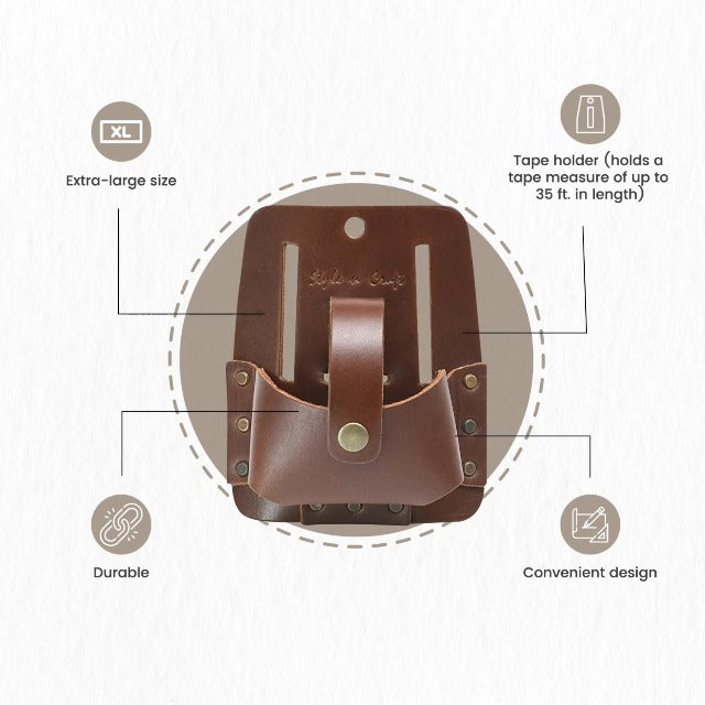 Style n Craft Extra Large Tape Holder, Full-Grain Leather Tool Pouch