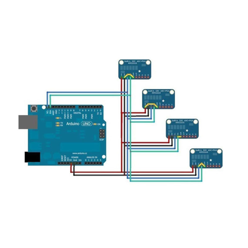 6-Piece ADS1115 16 Bit 16 Byte 4 Channel I2C IIC Analog-to-Digital ADC PGA Converter with Programmable Gain Amplifier High Precision ADC Converter Development Board for Arduino Raspberry Pi